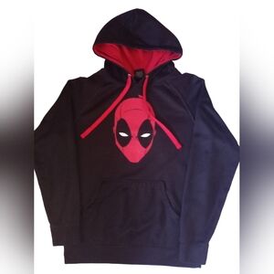 Mens Marvel Deadpool Pullover Black Hoodie Size Medium